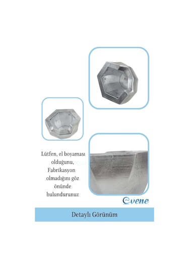 Saksı Çiçek Kaktüs Saksısı Lüx 15 Cm Önü Açık Desenli 3'lü Set Çiçeklik - Gümüş Eskitme