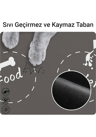Matgo Pati Food Water Gri Evcil Hayvan Beslenme Matı Mama Paspası 50 x 70 CM