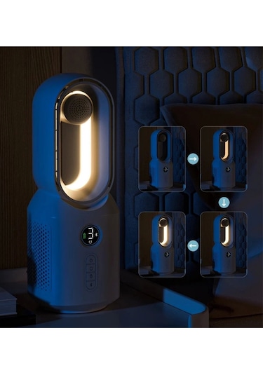 Hepu Hp-f29 Masaüstü Işıklı Type-c Şarjlı Bluetooth Hoparlörlü Sessiz Kule Tipi Fan