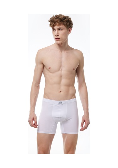 Malabadi Erkek Beyaz 6 Lı Pamuk Elastan Uzun Boxer 073 Beyaz
