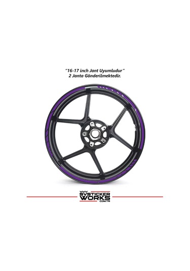 Motosiklet Jant Şeridi Jant Sticker Dekor Model Parçalı Desen Sticker Set Mor