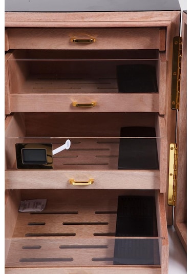 Premiumquality Santa Rosa Siyah 4 Çekmeceli Sedir Humidor Puro Kutusu