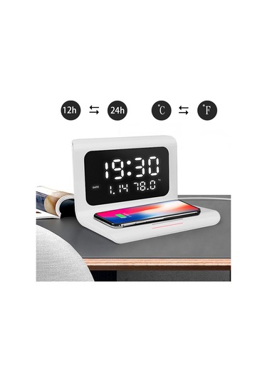 Leezsing "3'ü 1 Arada Akıllı Saat: Kablosuz Şarj, Termometre Ve Alarm Özellikli"