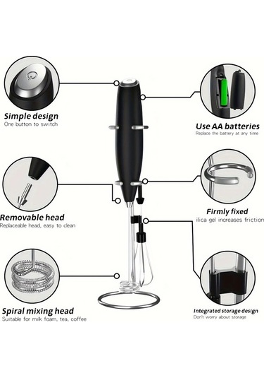 Ulzyvf Yumurta Yüksek Ultra Süt Siyah Siyah Mikseri Köpürtücü Kahve İçin İçecek Hızlı Hızlı Güçlü Elektrikli El Değnek Çırpıcı Au Siyah