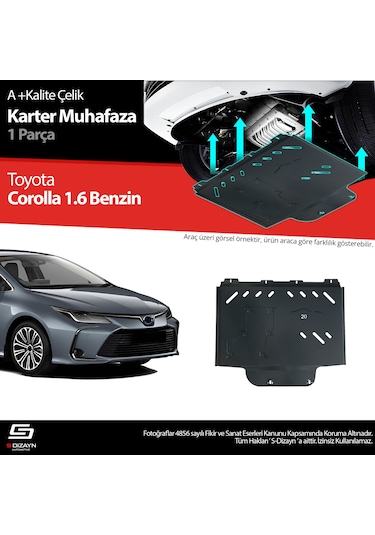 S-dizayn Toyota Corolla 1.6 Benzinli Çelik Karter Muhafaza Koruma 2019 Üzeri A+ Kalite