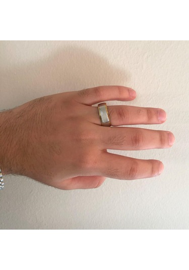 Çelik Alyans Yüzük Altın Kaplama Bombeli Yzk-389 Gümüş