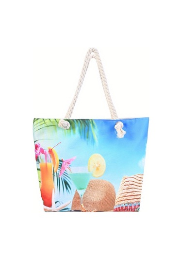 Büyük Kapasiteli Kadın Plaj Çantası Mavi