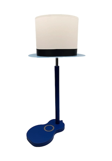 Gitar Tasarım Ahşap Abajur Lacivert Siyah