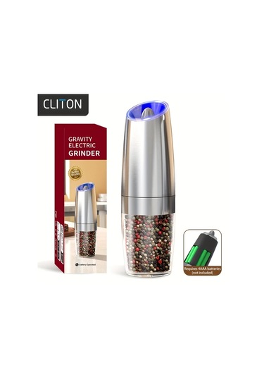 Honeybeeshop 1 Adet Paslanmaz Çelik Gövdeli Değirmen Elektrikli Tuz Karabiber Öğütücü Otomatik Öğütme Ayarlanabilir Led Işıklı Geniş Kapasiteli Ahşap