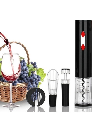 Ulzyvf Createtech Vakum Tirbuşon Tıpa Sürümü Şarap Açacağı Otomatik Elektrikli Mutfak Evi Parti Düğün Bar Kırmızı Şarap Poker Kesici Folyo Dökücü Qo Siyah/ Siyah