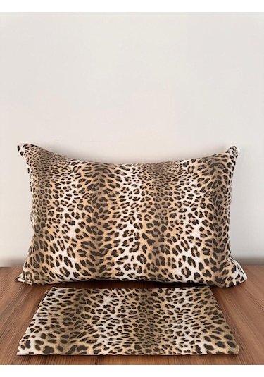 Üntaş Leopar Lastiksiz Çift Kişilik Çarşaf + Yastık Kılıfı Kahverengi 2 Adet Kahverengi