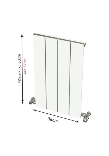 Alüminyum Radyatör 60x36 4 Dilim Kırık Beyaz Ral9010 Hestia
