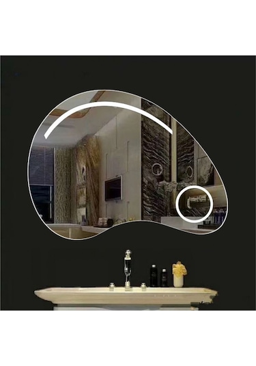 Brat 60x80 Mercekli Buğu Çözücülü Armut Kesim Dokunmatik Led Ayna Şeffaf