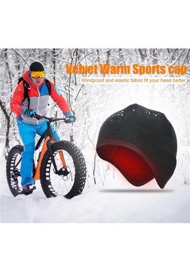 Trendooze Bisiklet Sıcak Şapka Açık Spor Rüzgar Geçirmez Kask Siyah, Termal Yalıtım Teknolojisi Siyah
