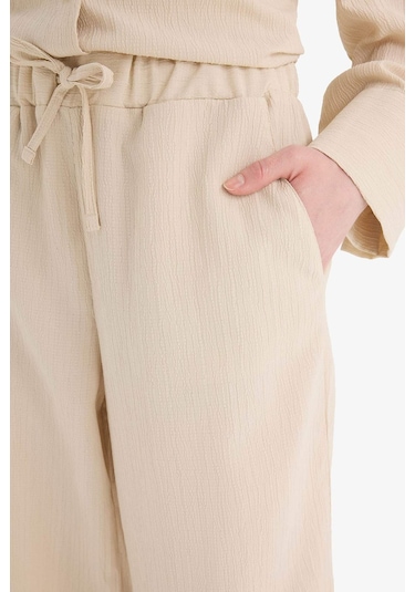 DeFacto Relax Fit 2'li Takım Gofre Dokulu Uzun Kollu Gömlek Pantolon F4094AX25SMBG74