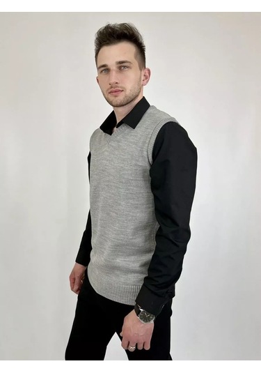 Stil' Goroda Büyük Beden Örgü Yelek 94290778 Gri