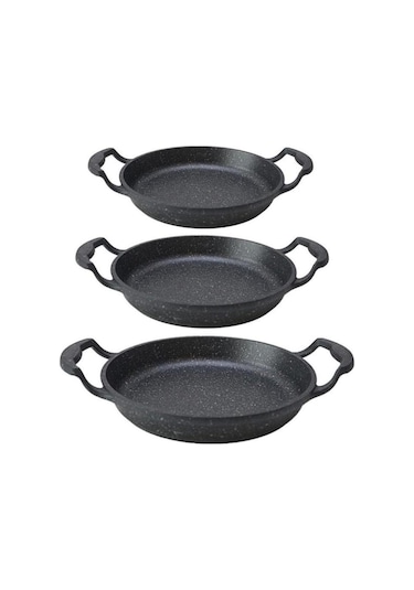 Eda Döküm Granit 3lü Kapaksız Sahan Seti 16-18-20 Cm