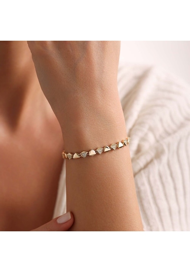 Sembol Gold İtaly Altın Bileklik Triangle Renkli Çok Renkli