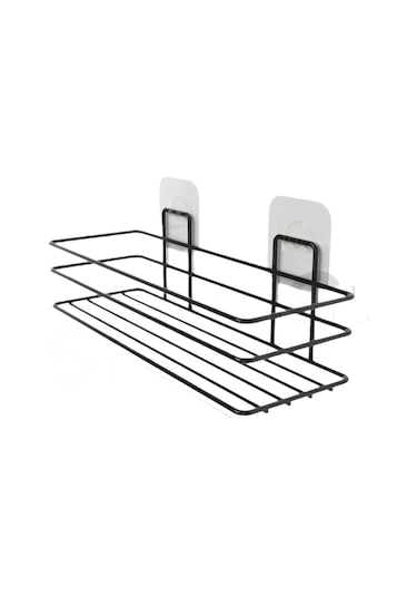 Sardıcı Şampuanlık Sabunluk Yapışkanlı Banyo Düzenleyici Raf Siyah