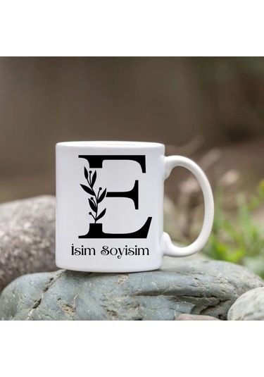 Kişiye Özel E Harfi Bardak - İsim Yazılı Bardak - İsimli Bardak