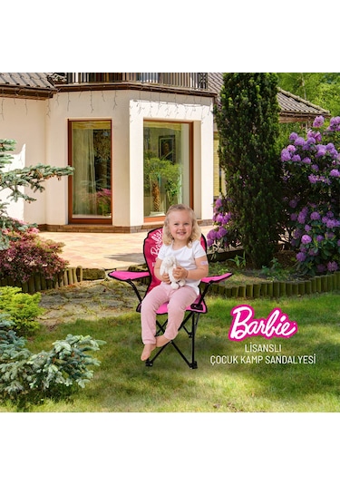 Barbie Katlanabilir Çocuk Kamp Sandalyesi - Pembe Pembe