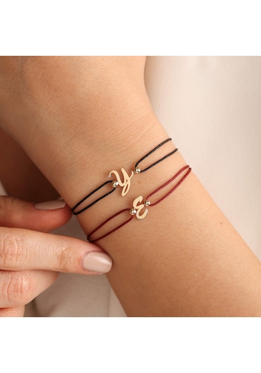 Sembol Gold 14k İpek Tasarım Harf Bileklik Sarı Altın