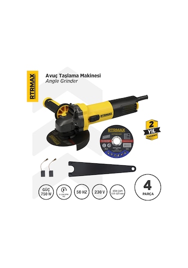 Rtrmax RTM102 Avuç Taşlama Makinası 115 mm 750 W