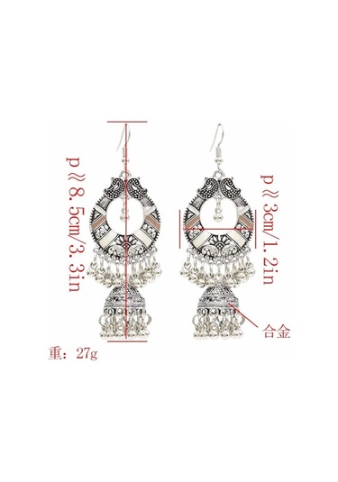 Ganzhoushop Vintage Renk Püskül Pembe Küpeleri Klar Klar Kadınlar Jhumka Gümüş Etnik Beyan Bells Gx El Yapımı Pembe