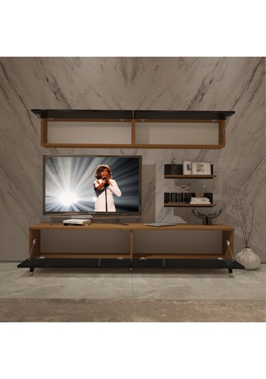 Decoraktiv Eko 5 Mdf Std Gold Tv Ünitesi Tv Sehpası Ceviz - Siyah