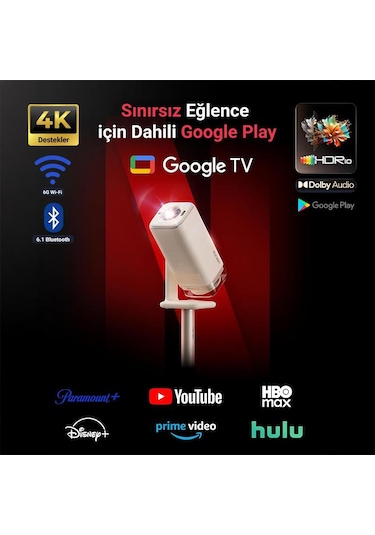 Vankyo Aurzen Boom Air Android Google TV 4K Destekli Projeksiyon Cihazı