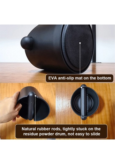 Shineyee Abs Kahve Çekirdeği Atık Kutusu - Mini Kahve Atık Kabı, Sessiz Kauçuk Çubuklu, Kararlı Taban, Siyah Siyah