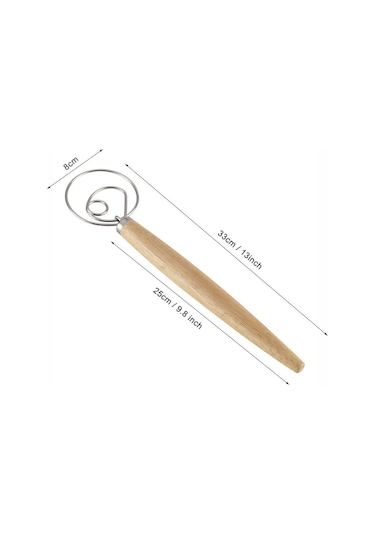 Yunboo Ev Fırında Un Karıştırıcı: Ahşap Saplı 13 İnç Çelik Tel, Hamur Ve Unu Kolay Karıştırmak İçin Mutfak Aleti Ahşap