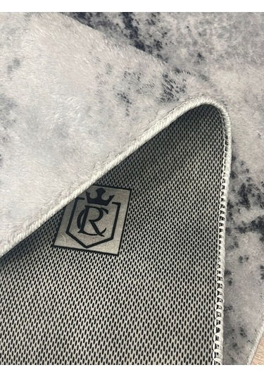 Raschel Carpet Çizgi Desenli Gri Kaymaz Taban Kalın Peluş Halı - Yolluk Gri