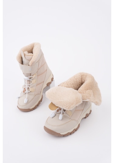 Muggo Tigger İçi Kürklü Bağcıklı Ve Cırtlı Kız Çocuk Bot Bej