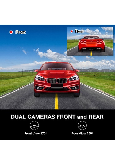 Gajeena "1080p Dokunmatik Ekranlı Araç Kamerası - Gece Görüşlü Çift Lensli Dvr Kayıt Cihazı"