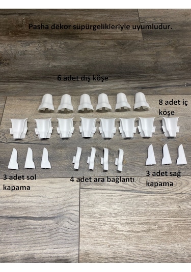 6 Cm Beyaz Süpürgelik İç Köşe Dış Köşe Aparat