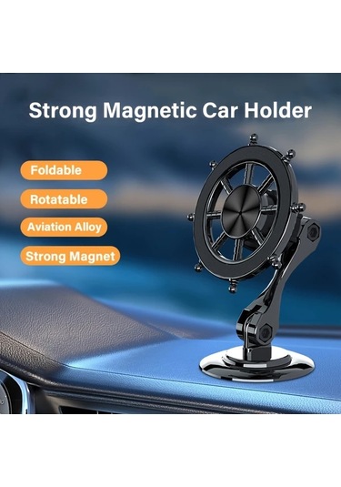 Dashanshop Siyah Manyetik Araç Telefon Tutucu 360 Derece Dönebilir Güçlü Mıknatıs
