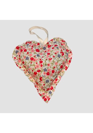 Uretti - Gamze 4416 - El Yapımı Kalpli İnci Dantelli Lavanta Tanecikli Kese 16cm - Pembe