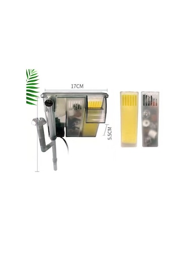 Valkyrie Askılı Şelale Akvaryum Filtre Kafa Motoru İç Filtre Yüzey Temizleyicili 3 Filtreli