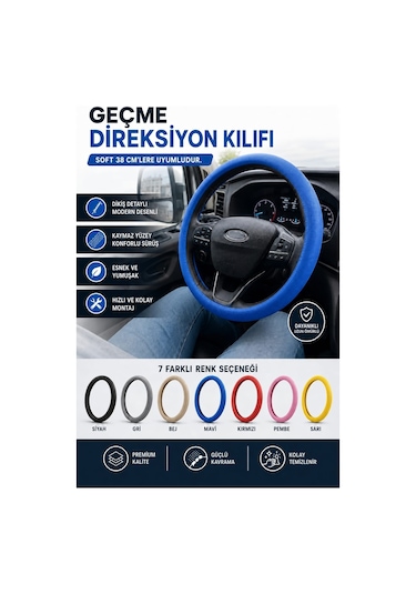 Direksiyon Kılıfı Geçme 38cm Soft Mavi Dkg001m Fermeq