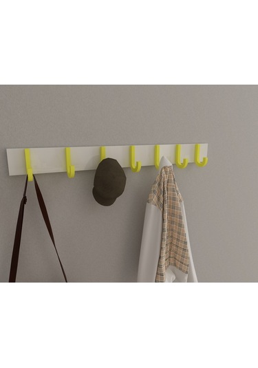 Hepsi3boyutlu Modern Duvar & Kapı Baston Askılık - 7 Adet Sarı J Askılık - Model No : 6 Sarı