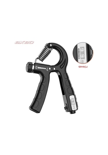Exeo Sertlik Ayarlanabilir 5-60 KG Direnç Sayaçlı El Egzersiz Yayı Siyah