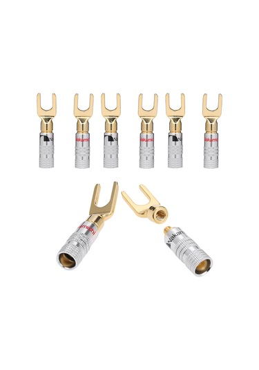 Y Spade Hoparlör Prizleri Kablo Bağlayıcı Ses Hoparlör Bağlayıcı Amplifikatör Adaptörü Sol Ve Sağ Kanallar Altın Kaplama Hoparlör Prizi