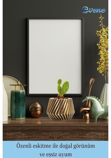 Saksı Çiçek Kaktüs Saksısı Lüx 13 Cm Mekanik Dişli Desen Saksı Çiçeklik - Altın Eskitme