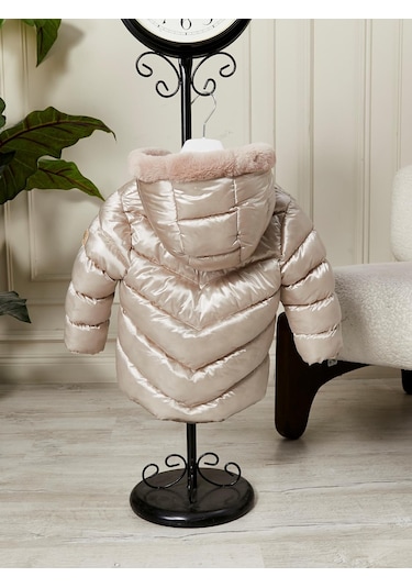 Benitto Kids Kız Bebek Çocuk Kapüşonlu Mont 51360 Bej