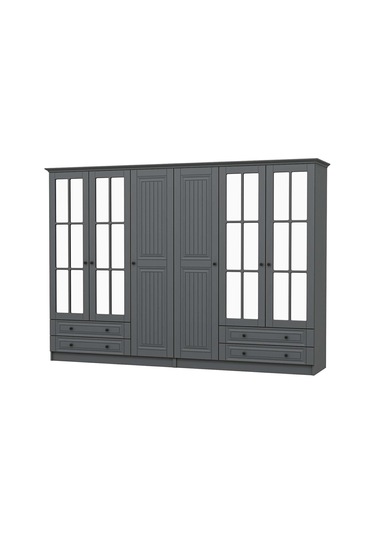 Kale 6 Kapaklı 4ç Taçlı Dolap Mebran İlkbahar Antrasit 210cm Antrasit