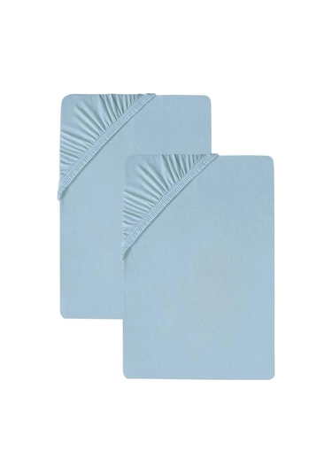 Cotenconcept 2 Adet Düz Pamuklu Tek Kişilik 120 X 200 Cm Lastikli Penye Çarşaf-mavi
