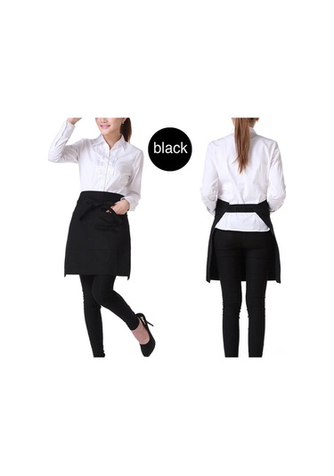 Kadınlar Ve Erkekler İçin 2 Cepli Su Geçirmez Sevimli Garson Önlüğü, Mutfak, Restoran, Bbq İçin Bel Önlüğü. Siyah