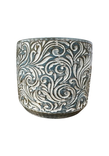 Bitki Tasarımı Ev Dekorasyon Mavi Eskitme Çiçek Desen Beton Saksı Çiçeklik Saksılık