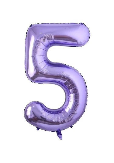 5 Rakam Mor Folyo Balon 40 İnç 100 Cm